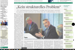 ÖVP-Kanzler Nehammer beklagt in der "Tiroler Tageszeitung" vermeintliche Rechtsbrüche der Chat-Veröffentlicher und verteidigt seine Partei gegen "pauschale Korruptionsvorwürfe".